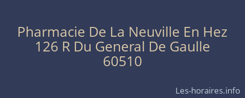 Pharmacie De La Neuville En Hez