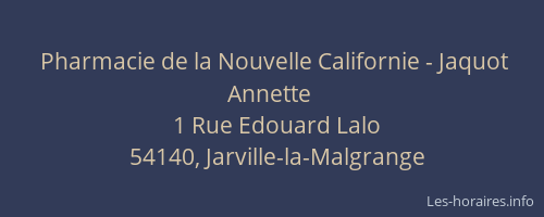 Pharmacie de la Nouvelle Californie - Jaquot Annette