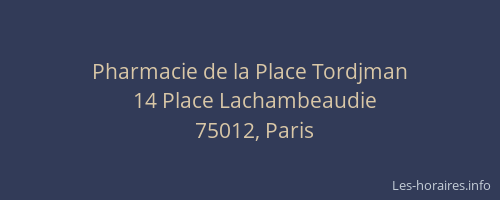 Pharmacie de la Place Tordjman