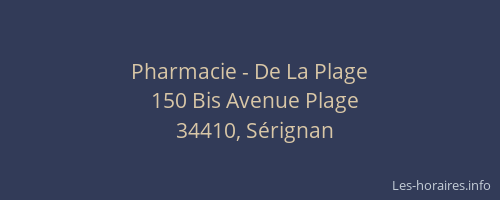Pharmacie - De La Plage