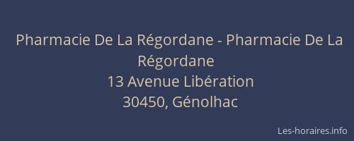 Pharmacie De La R&eacute;gordane - Pharmacie De La R&eacute;gordane