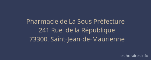Pharmacie de La Sous Pr&eacute;fecture