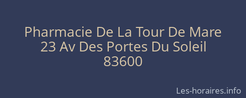 Pharmacie De La Tour De Mare