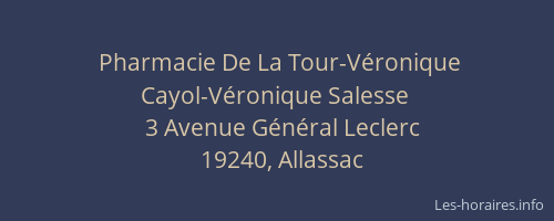 Pharmacie De La Tour-Véronique Cayol-Véronique Salesse