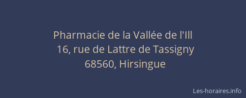Pharmacie de la Vall&eacute;e de l'Ill