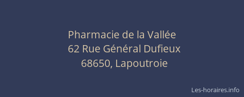 Pharmacie de la Vall&eacute;e