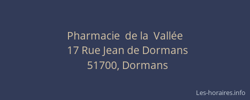 Pharmacie  de la  Vallée