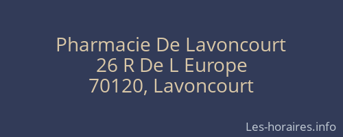 Pharmacie De Lavoncourt