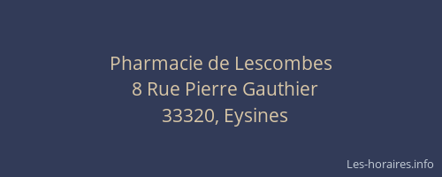 Pharmacie de Lescombes