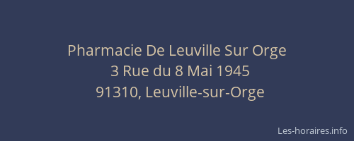 Pharmacie De Leuville Sur Orge