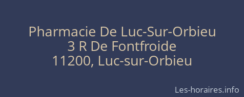 Pharmacie De Luc-Sur-Orbieu