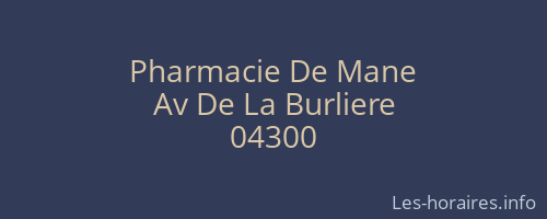 Pharmacie De Mane