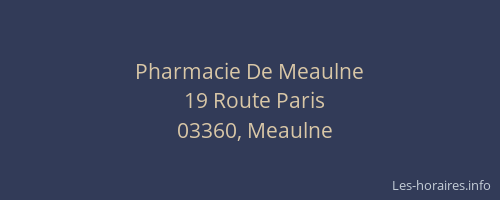 Pharmacie De Meaulne