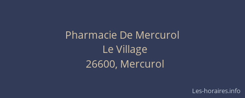 Pharmacie De Mercurol