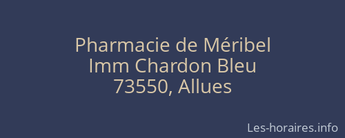Pharmacie de Méribel