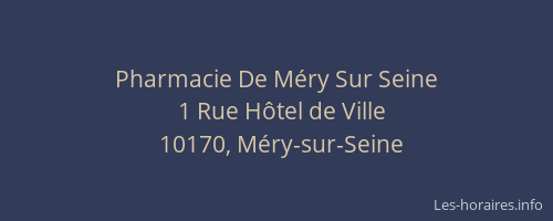 Pharmacie De Méry Sur Seine