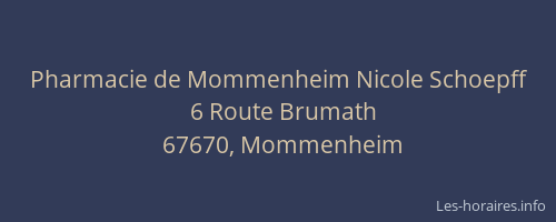 Pharmacie de Mommenheim Nicole Schoepff