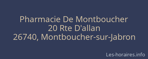 Pharmacie De Montboucher