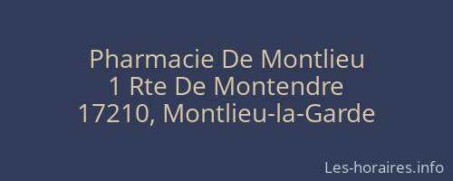 Pharmacie De Montlieu