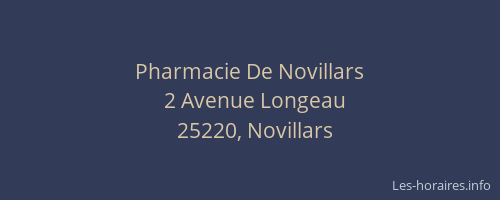 Pharmacie De Novillars