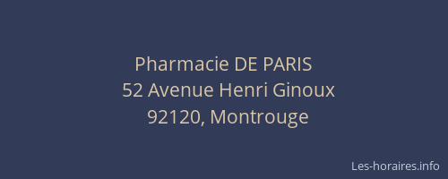 Pharmacie DE PARIS