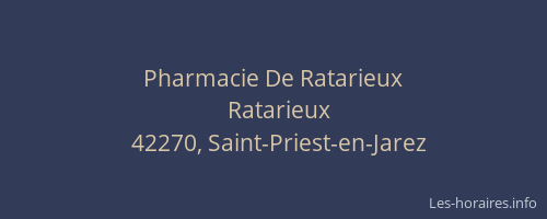 Pharmacie De Ratarieux