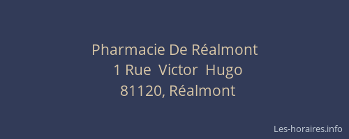Pharmacie De R&eacute;almont