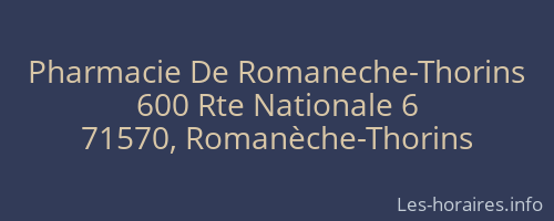 Pharmacie De Romaneche-Thorins