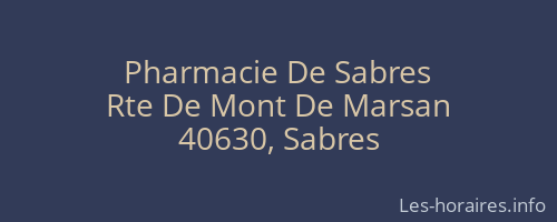 Pharmacie De Sabres