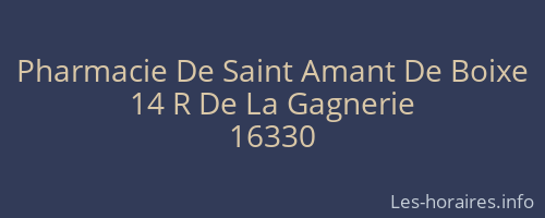 Pharmacie De Saint Amant De Boixe