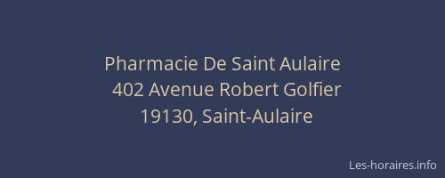 Pharmacie De Saint Aulaire