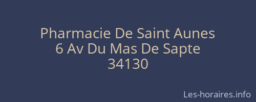 Pharmacie De Saint Aunes