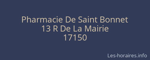 Pharmacie De Saint Bonnet