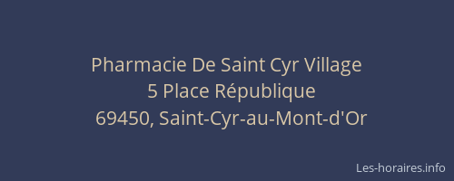 Pharmacie De Saint Cyr Village