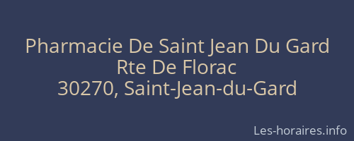 Pharmacie De Saint Jean Du Gard
