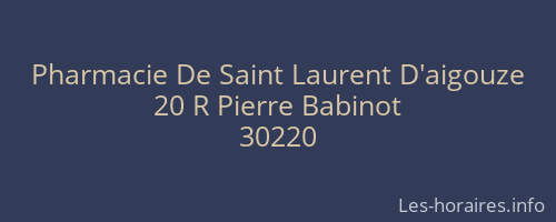 Pharmacie De Saint Laurent D'aigouze