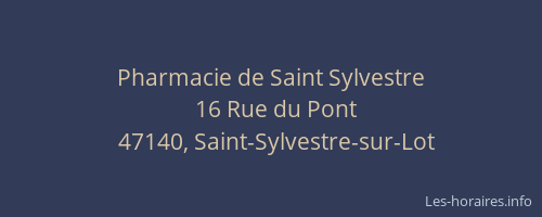 Pharmacie de Saint Sylvestre