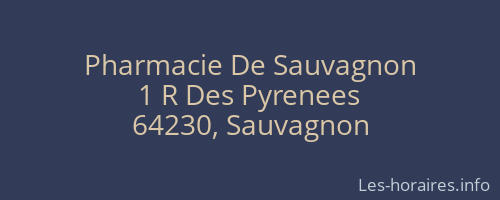 Pharmacie De Sauvagnon