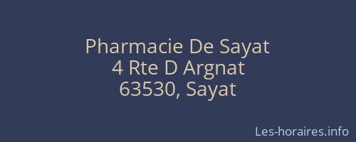 Pharmacie De Sayat
