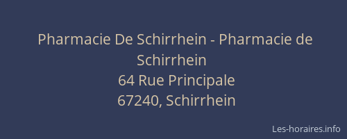 Pharmacie De Schirrhein - Pharmacie de Schirrhein