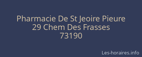 Pharmacie De St Jeoire Pieure