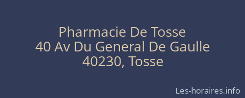 Pharmacie De Tosse
