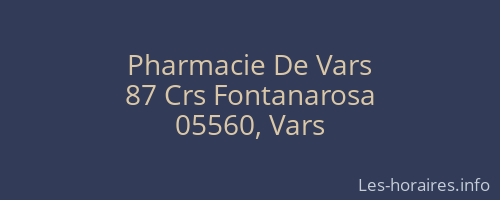 Pharmacie De Vars