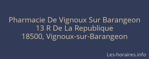 Pharmacie De Vignoux Sur Barangeon