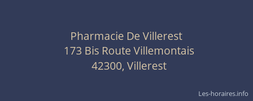 Pharmacie De Villerest