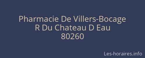 Pharmacie De Villers-Bocage