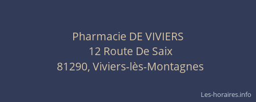 Pharmacie DE VIVIERS