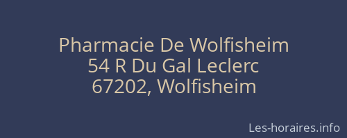 Pharmacie De Wolfisheim