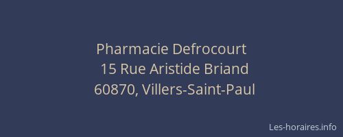 Pharmacie Defrocourt