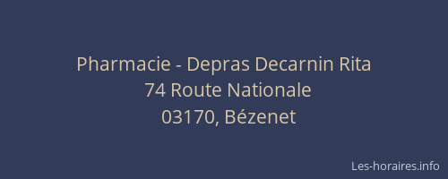 Pharmacie - Depras Decarnin Rita